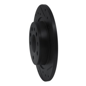 Cadillac BLS Brake Rotor (1) - Rear Right - R1 Concepts - Drilled & Slotted - Black - `03-`11